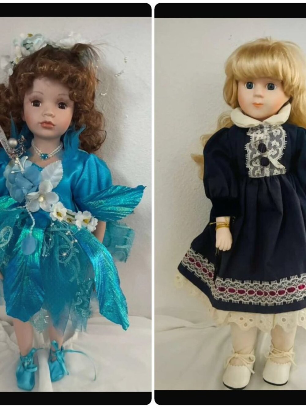 Vintage 16" Porcelain Doll Bundle Brinn's Pamela+Cathay Blue Fairy